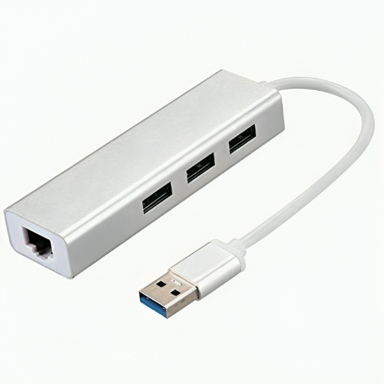 Picture of Kuwes USB 3.0 to 3 Port USB Hub With RJ45 Adapter